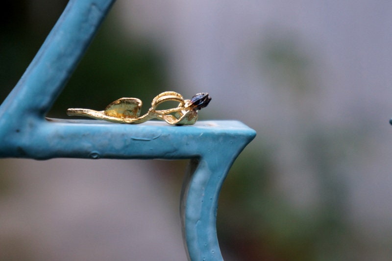 Earrings made from real olive detailed Naturalist Gold and black plated sterling silver Earrings, Olive blossom