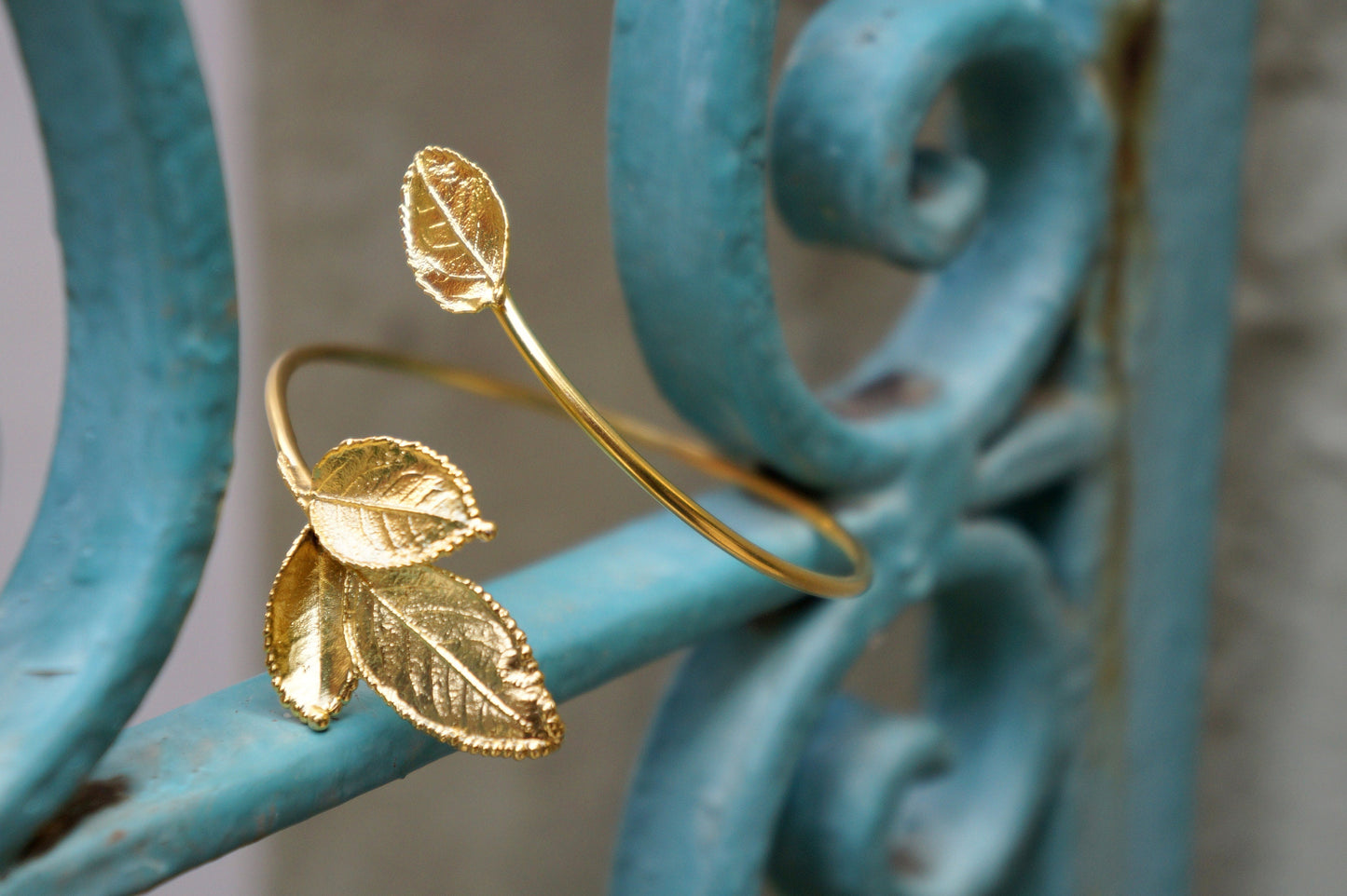 Open Cuff Bracelet Real Rose Leaf Adjustable Bracelet, 14k 14K Gold plated on Sterling Silver By MOTHER NATURE JEWELS  gift for her