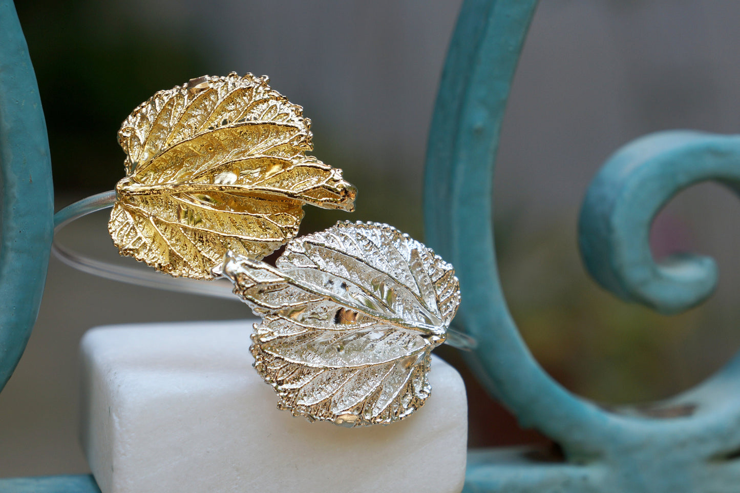 Real Mulberry Leaf adjustable bracelet made of sterling recycled silver 925. Mulberry represents support, nurturing and self-sacrifice.