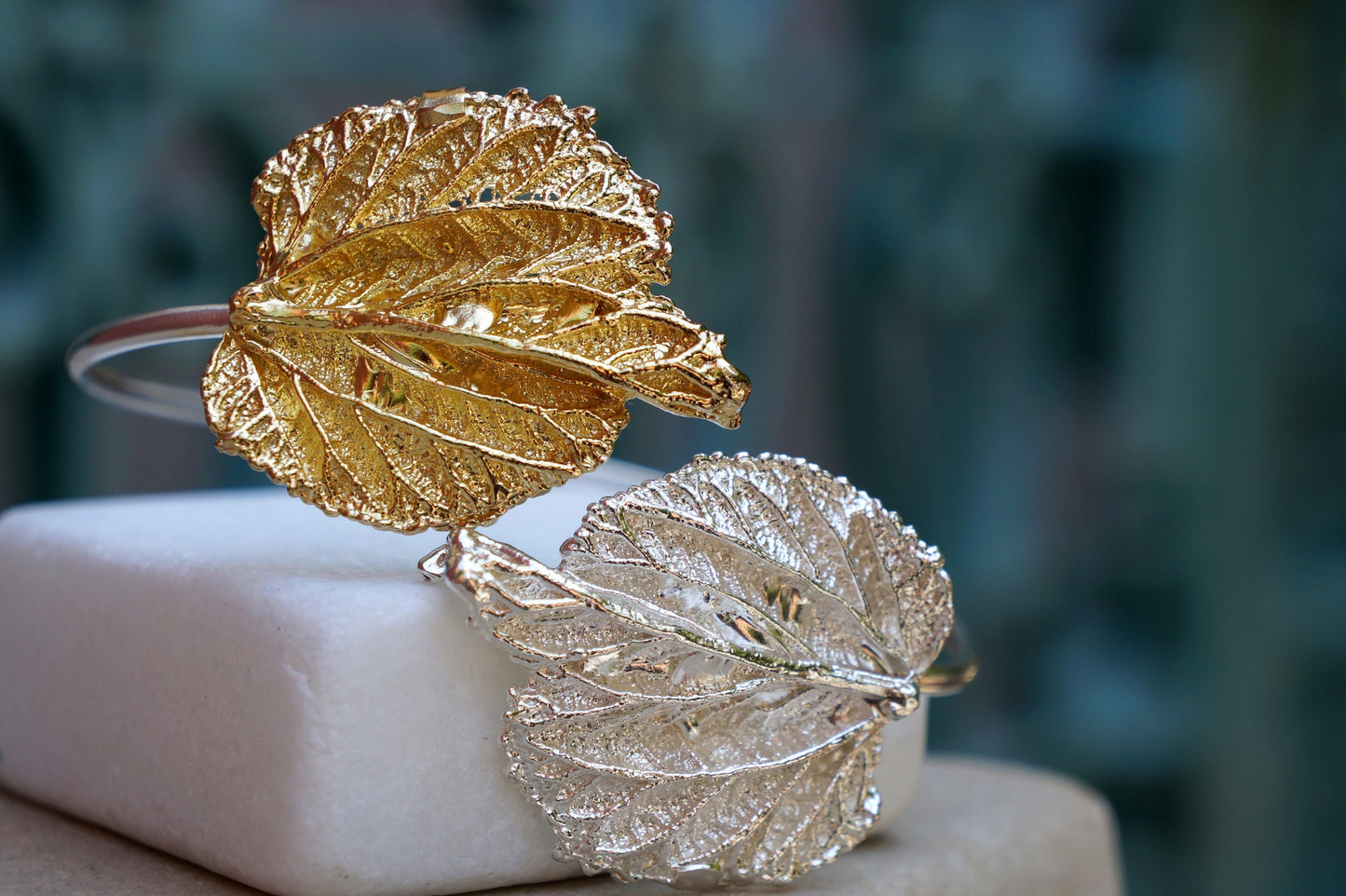 Real Mulberry Leaf adjustable bracelet made of sterling recycled silver 925. Mulberry represents support, nurturing and self-sacrifice.