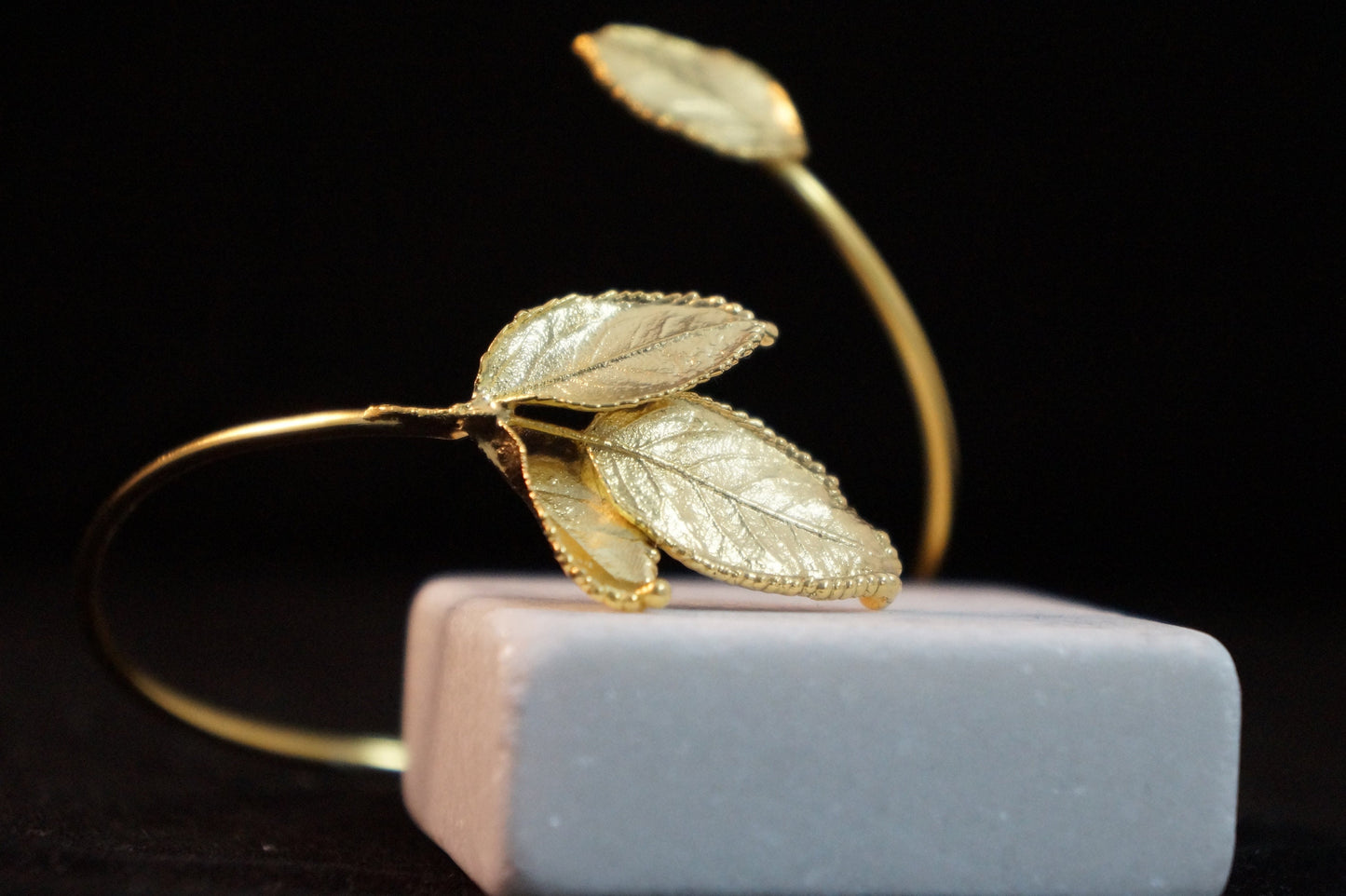 Open Cuff Bracelet Real Rose Leaf Adjustable Bracelet, 14k 14K Gold plated on Sterling Silver By MOTHER NATURE JEWELS  gift for her