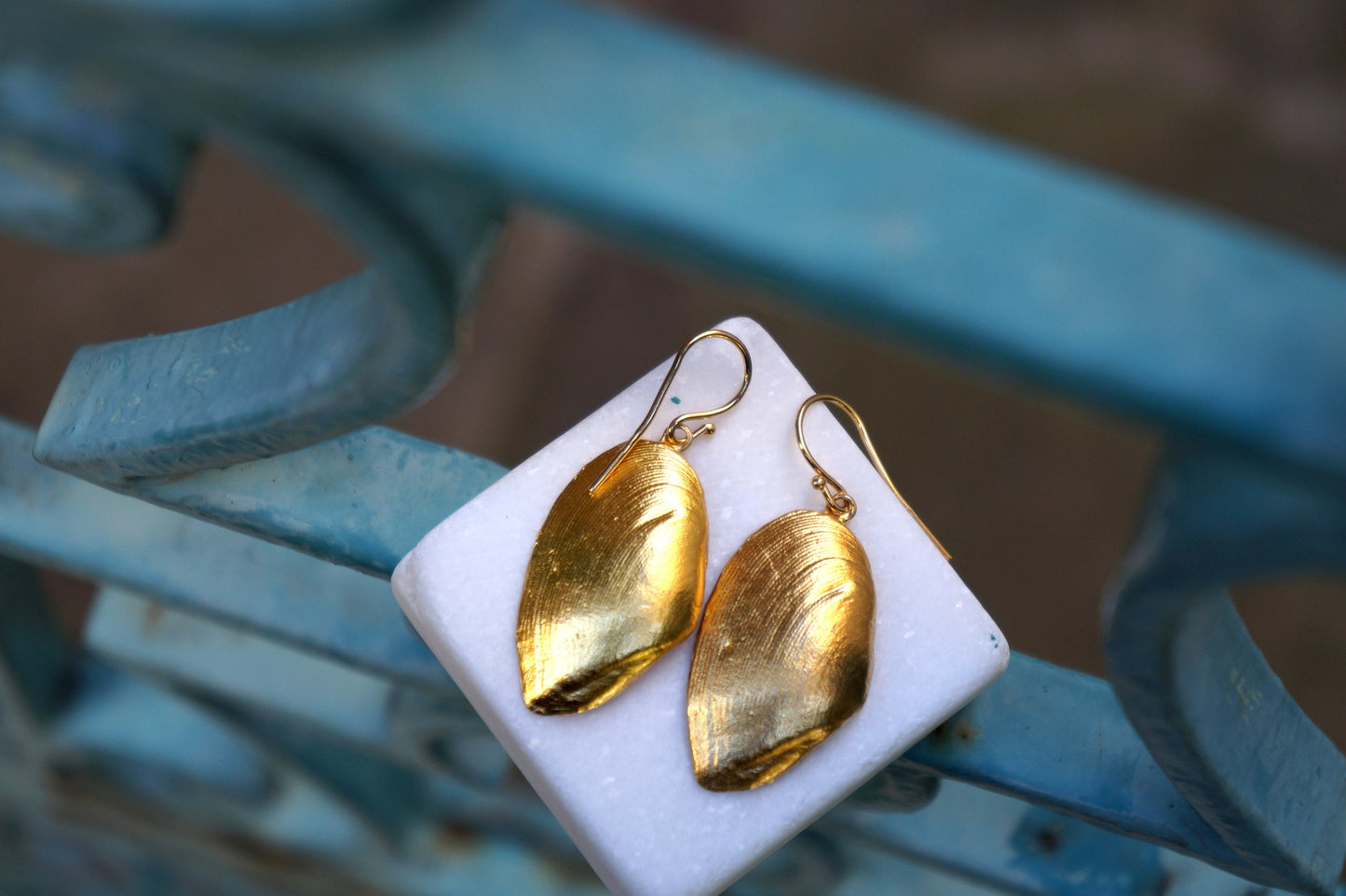 Sea shell, Gold plated Silver Clam Shell Earrings.