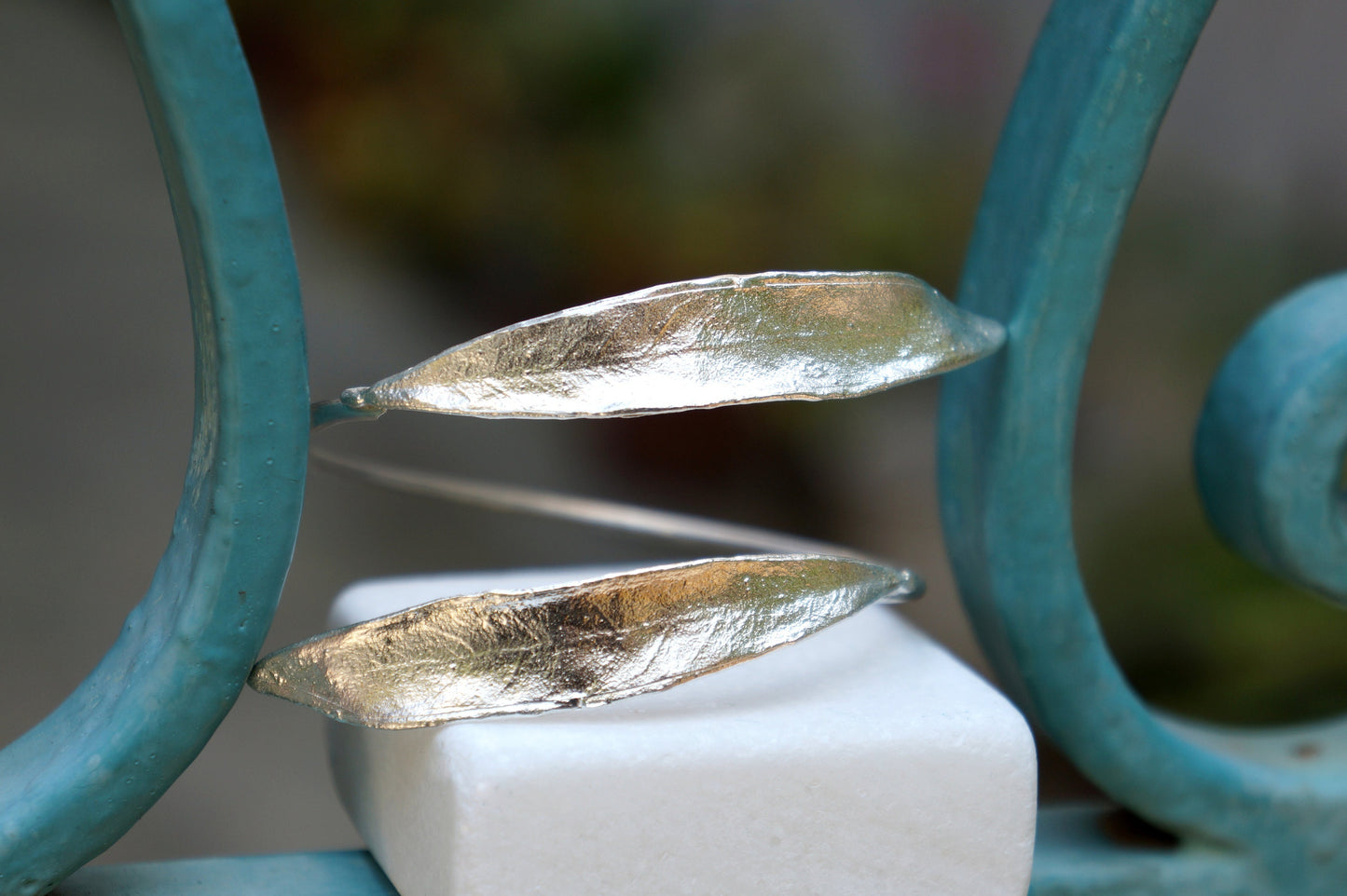 Olive Leaf Adjustable Cuff Bracelet jewelry for Women in Sterling Silver .Olive is a symbol of peace , protection and fertility.