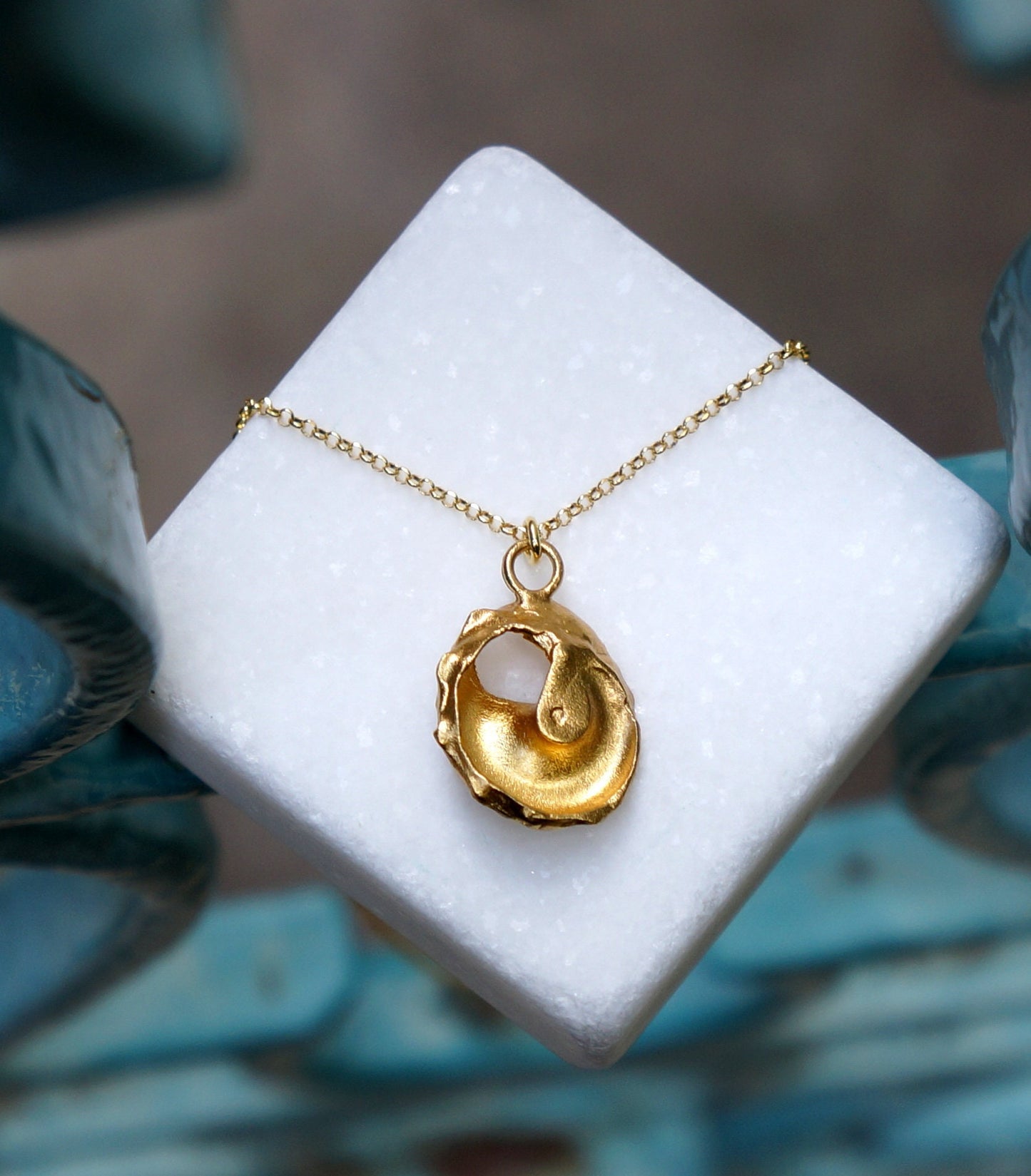 Solid Gold Real Sea Shell Pendant for Women and Girls, Summer Gift Ideas for Her, Greek Handmade Summer Jewelry in 14K Gold - 9K - 18K