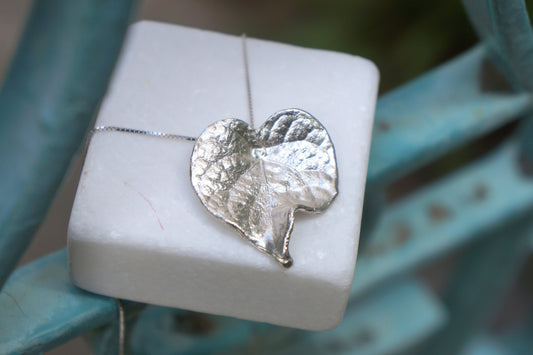 Bell Flower Leaf Necklace on Sterling Silver