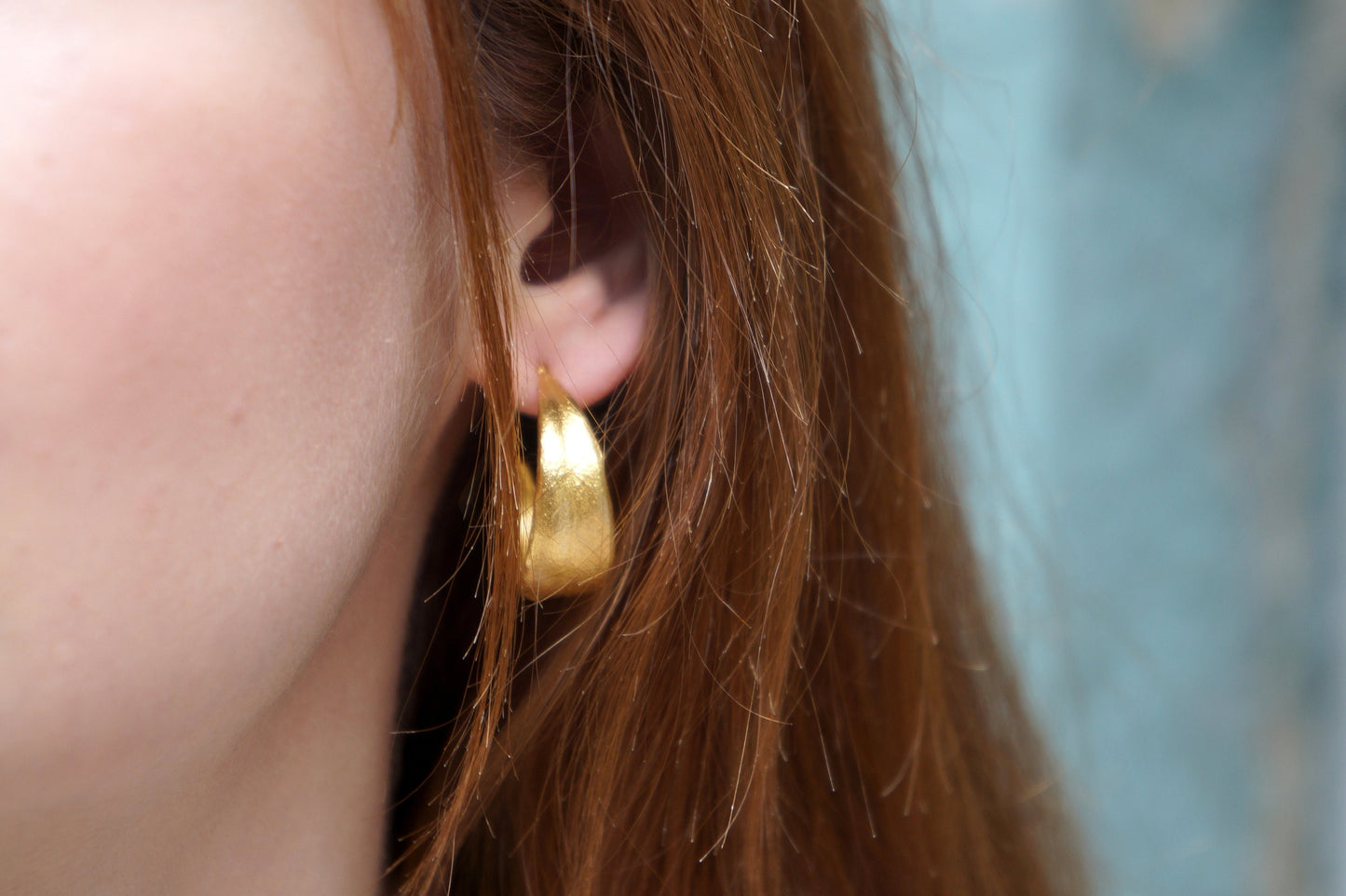 Olive Leaf Solid Gold Hoop Stud earrings for women and men, 18k-14K-9k Gold Studs jewelry by Mother Nature Jewelry.