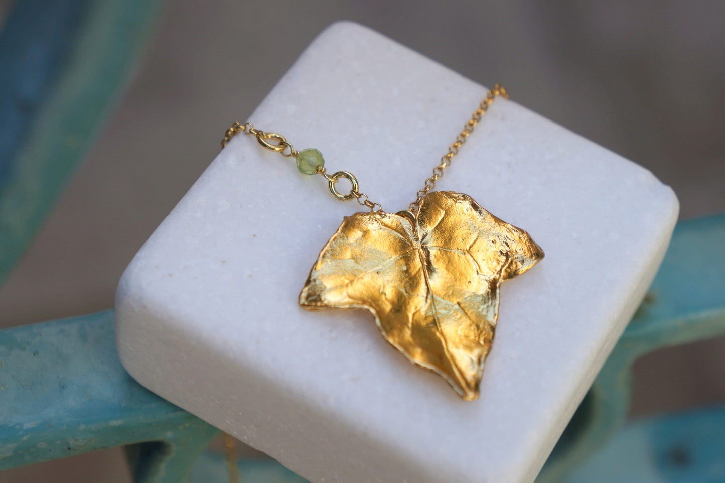 Solid Gold Ivy leaf Pendant with Gold chain. Nature Inspired Gold Jewelry made in 9K - 14K - 18K Gold- Just Pendant or with Chain