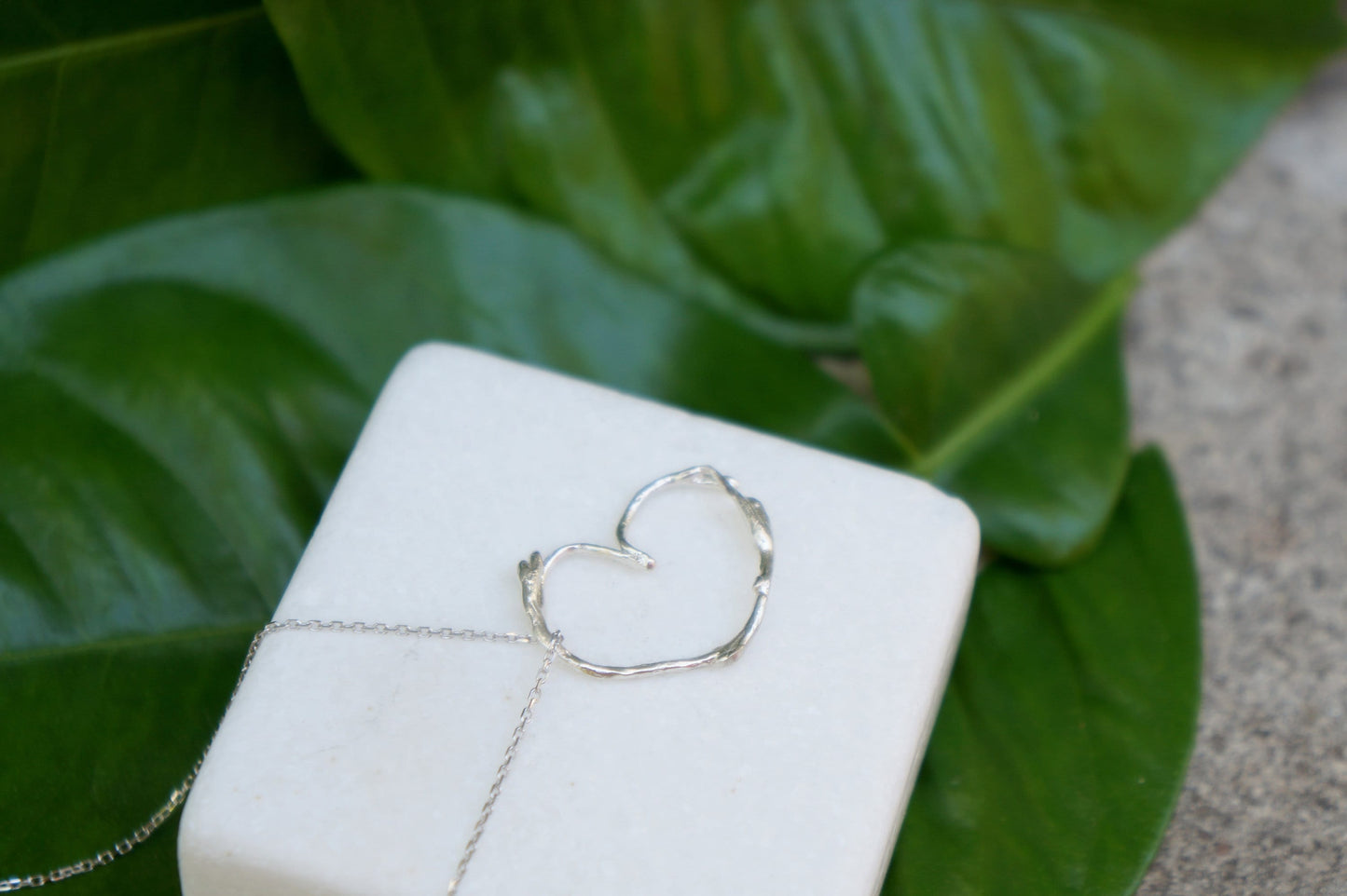 Pressed flower necklace Real Jasmine plant Twig Necklace sterling silver Heart Necklace,Dainty Heart Necklace for Her, Fast 2 Days Shipping