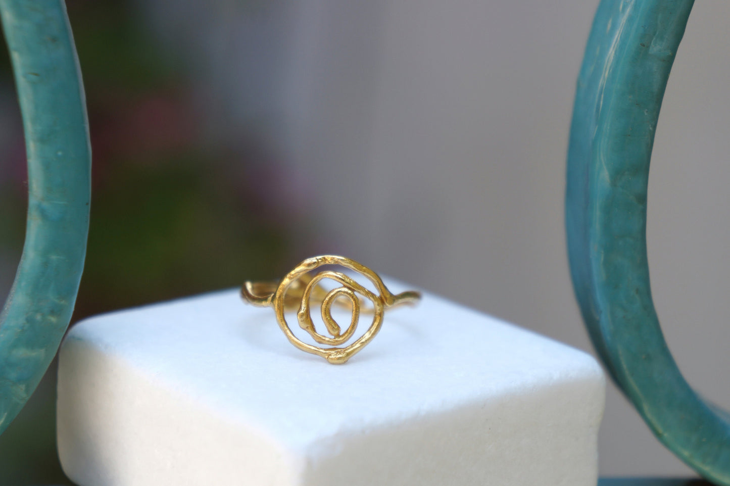 Minimalist Handmade Nature Jewelry. ring Spiral Jasmine plant Twig Ring for men and women, Thin branch ring,Nature electroformed jewelry