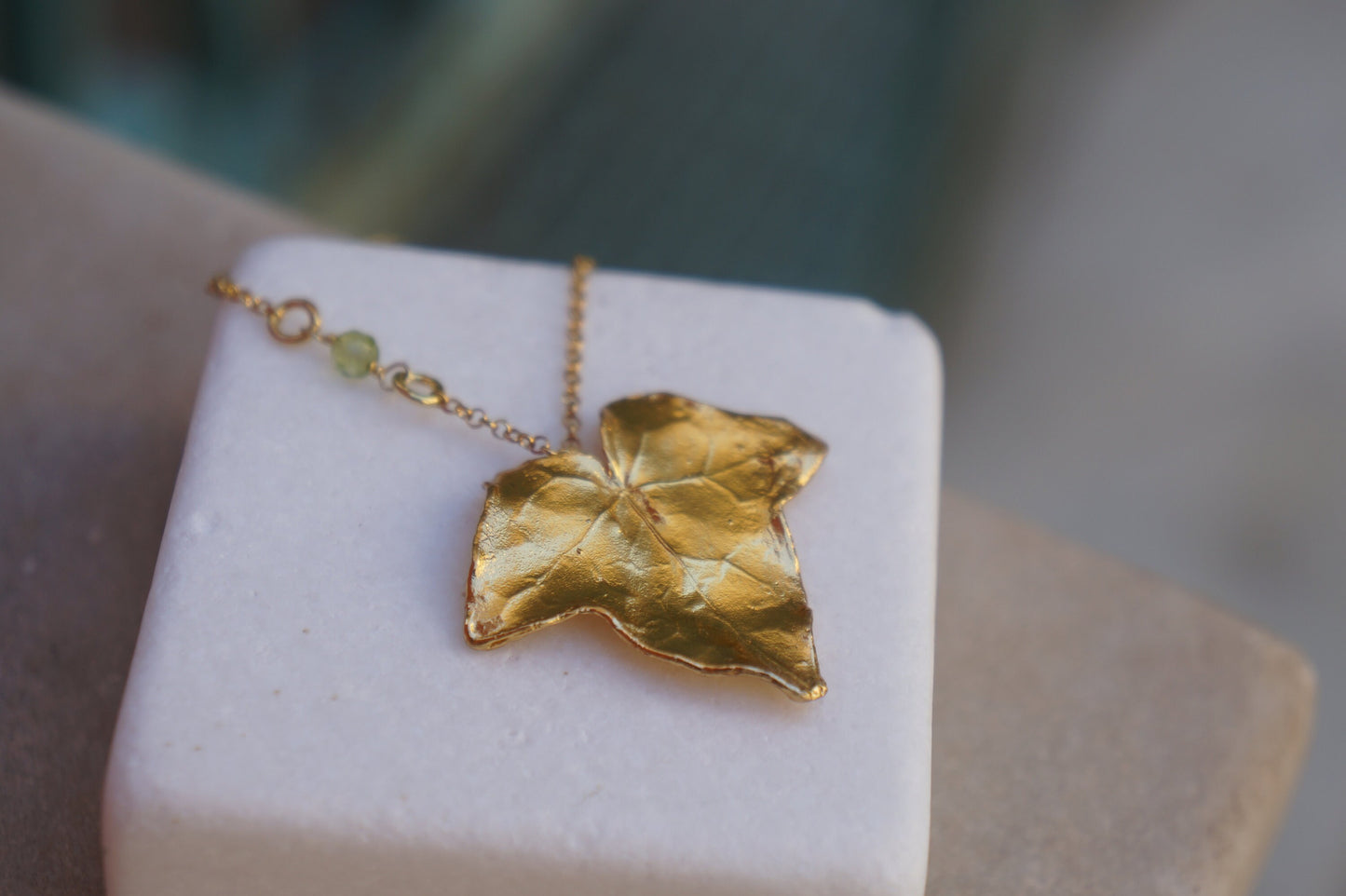 Solid Gold Ivy leaf Pendant with Gold chain. Nature Inspired Gold Jewelry made in 9K - 14K - 18K Gold- Just Pendant or with Chain