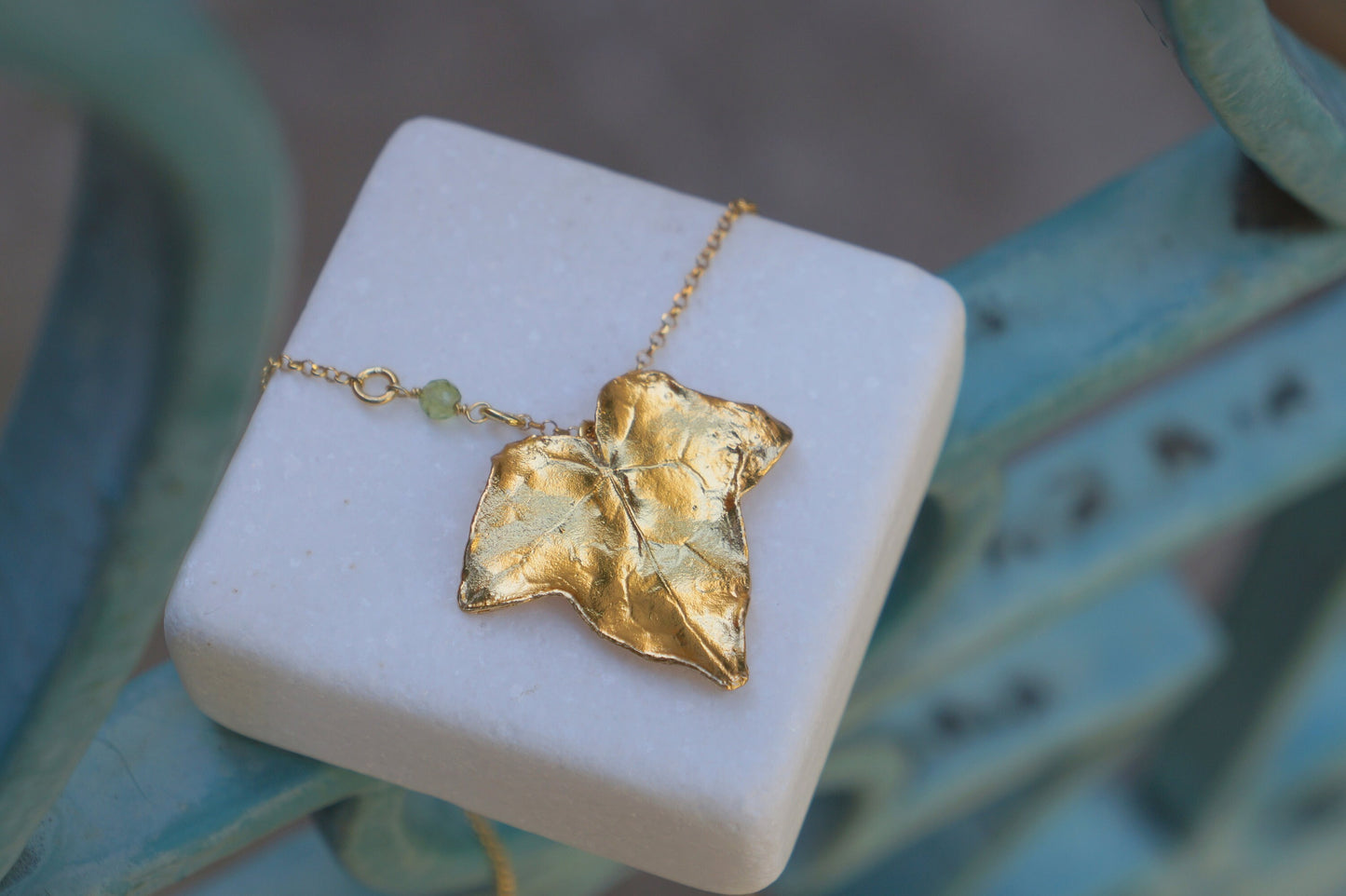 Solid Gold Ivy leaf Pendant with Gold chain. Nature Inspired Gold Jewelry made in 9K - 14K - 18K Gold- Just Pendant or with Chain