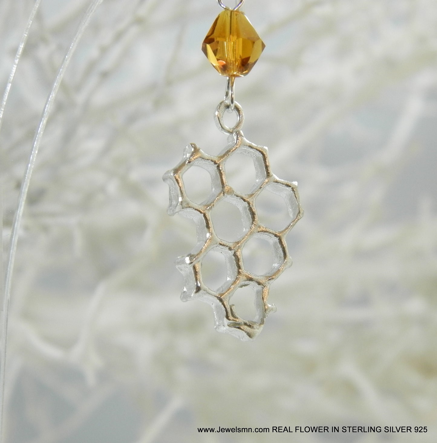 Sterling Silver honeycomb earrings, hexagon Bee earrings, jewelry by Mother Nature