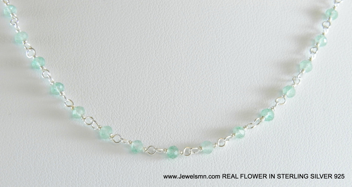 Crystal Necklaces Blue apatite Rosary gem necklace. Apatite stone necklace in sterling silver chain  gift for her