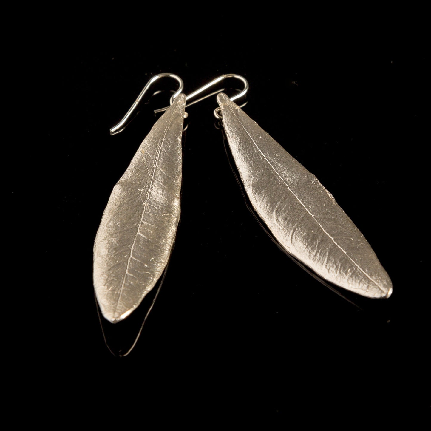 Statement botanical Dangle Earrings for women. Natural Olive leaves in sterling silver 925. Mother Nature jewelry earrings from Real leaf.