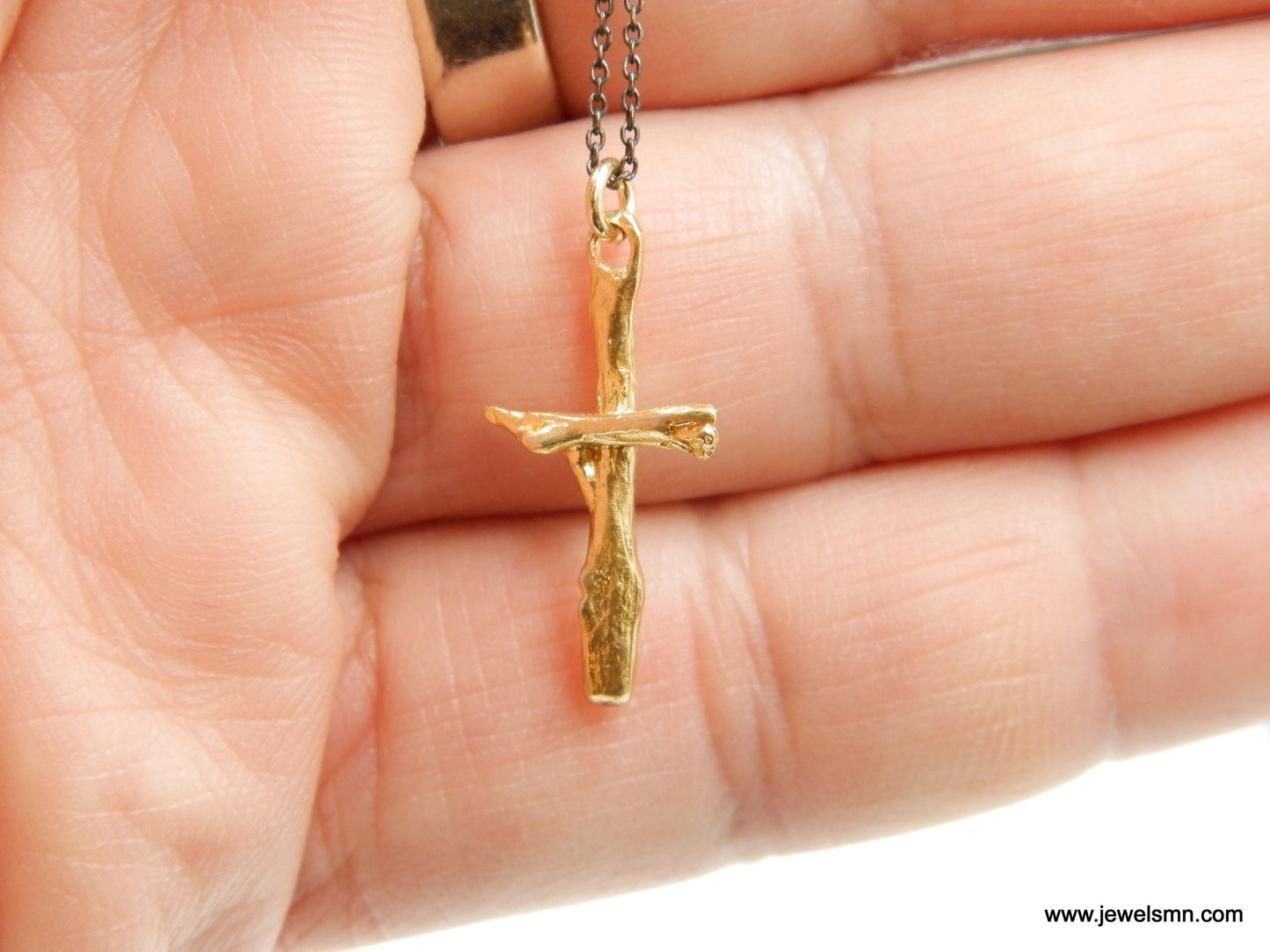 Alternative Solid Gold Cross Neclase Pendant with Chain. Olive Twigs. You can choose 9k/14k/18k Solid yellow Gold,Rose gold,