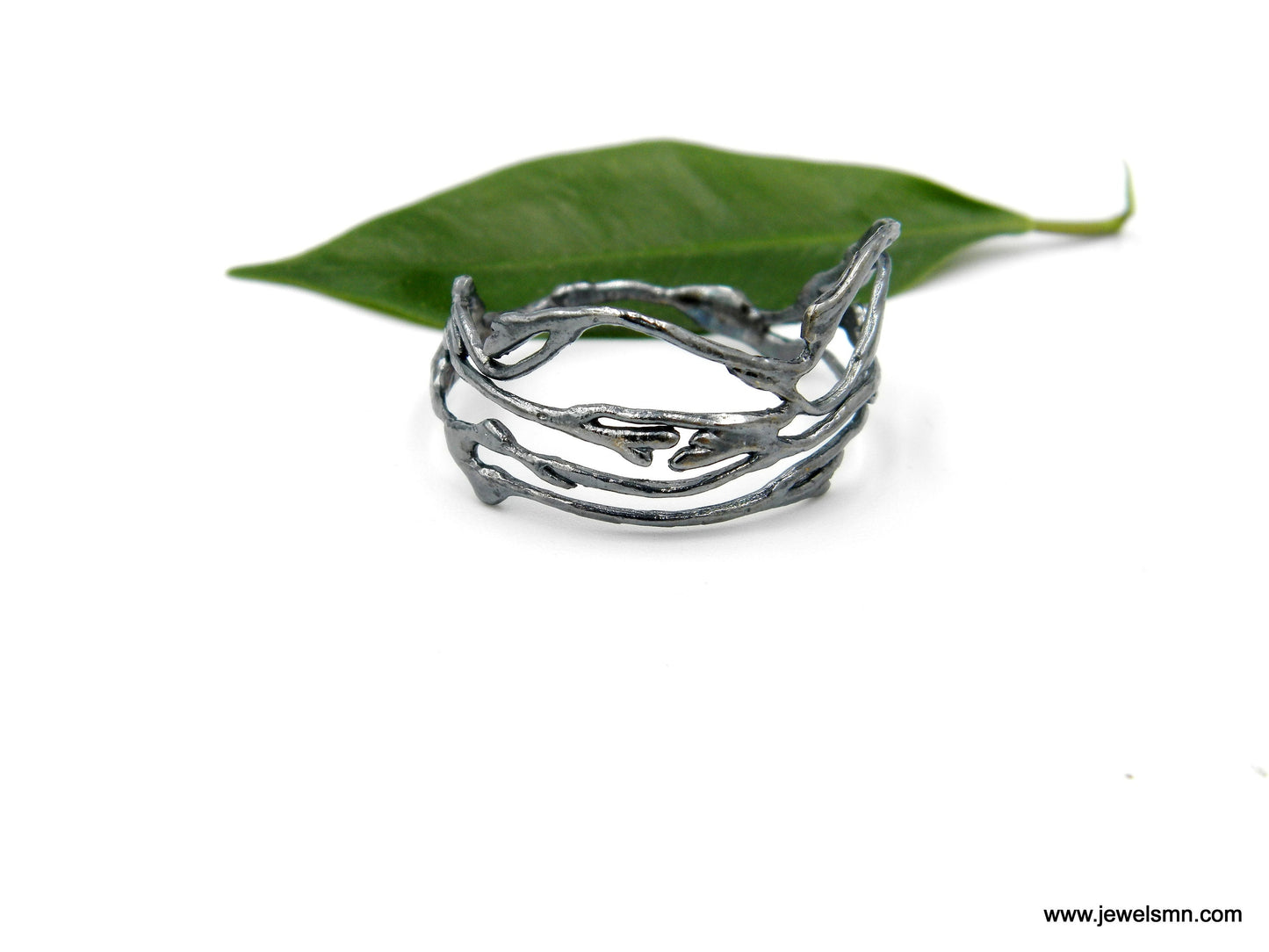 Men and women Black oxidation Twig ring in sterling silver 925. Jasmine flower branches for any finger by Mother Nature Jewellery