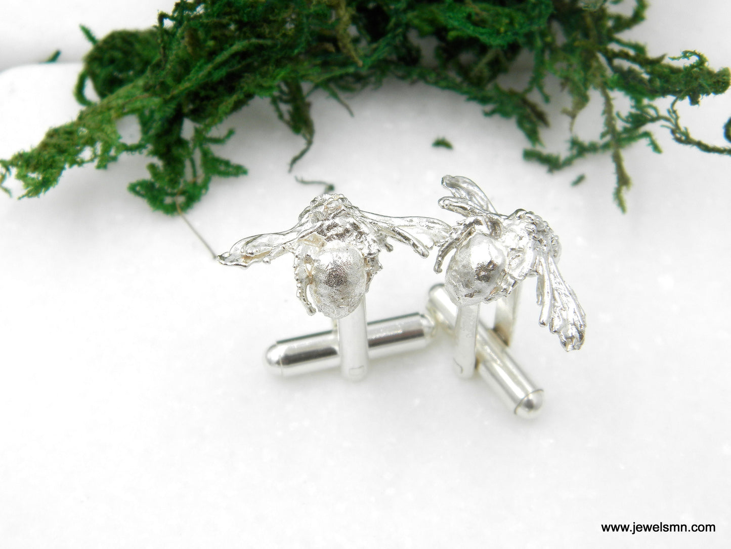 Bee cufflinks, Unusual Silver Cuff links, Suit Accessories gift for men and women.