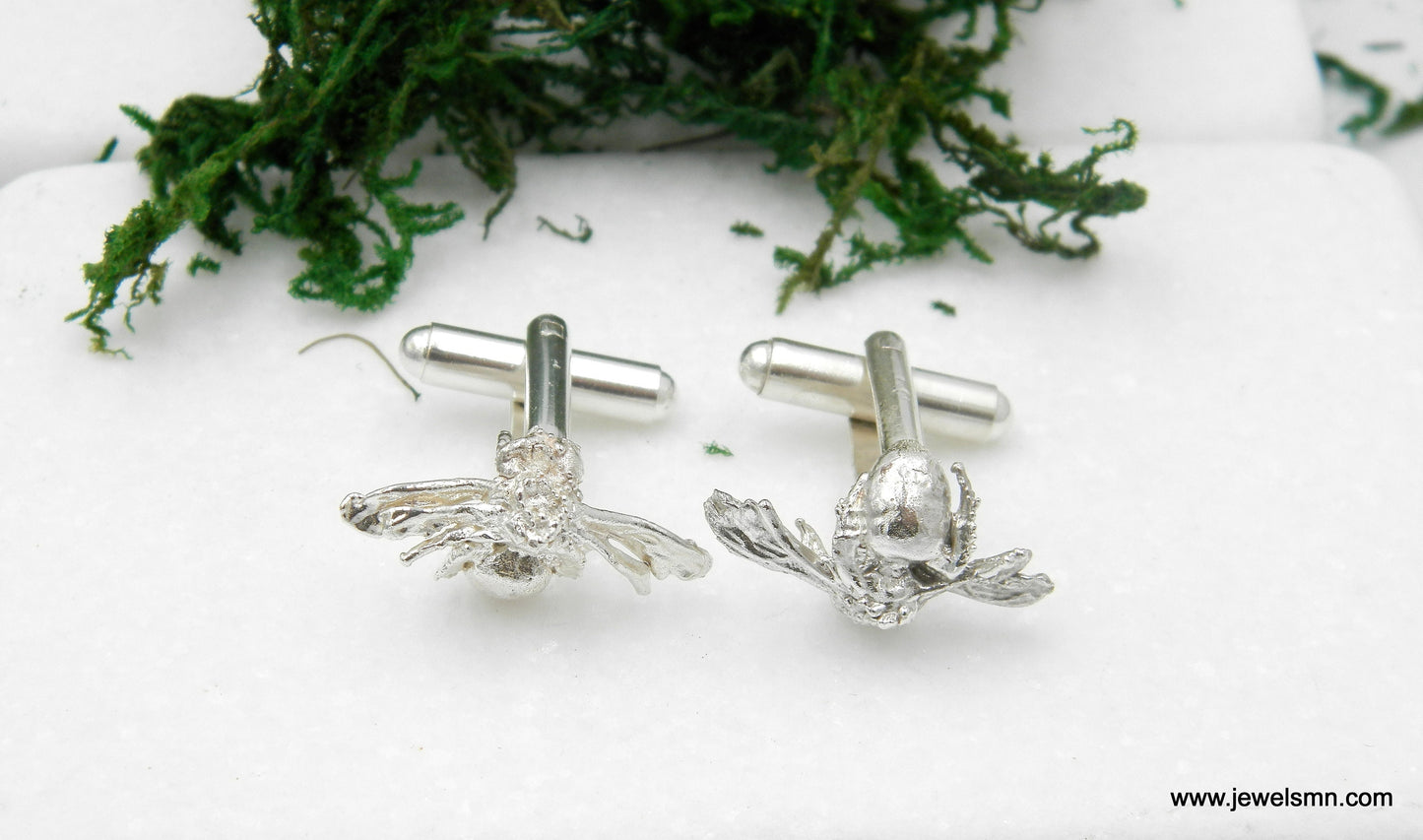 Bee cufflinks, Unusual Silver Cuff links, Suit Accessories gift for men and women.