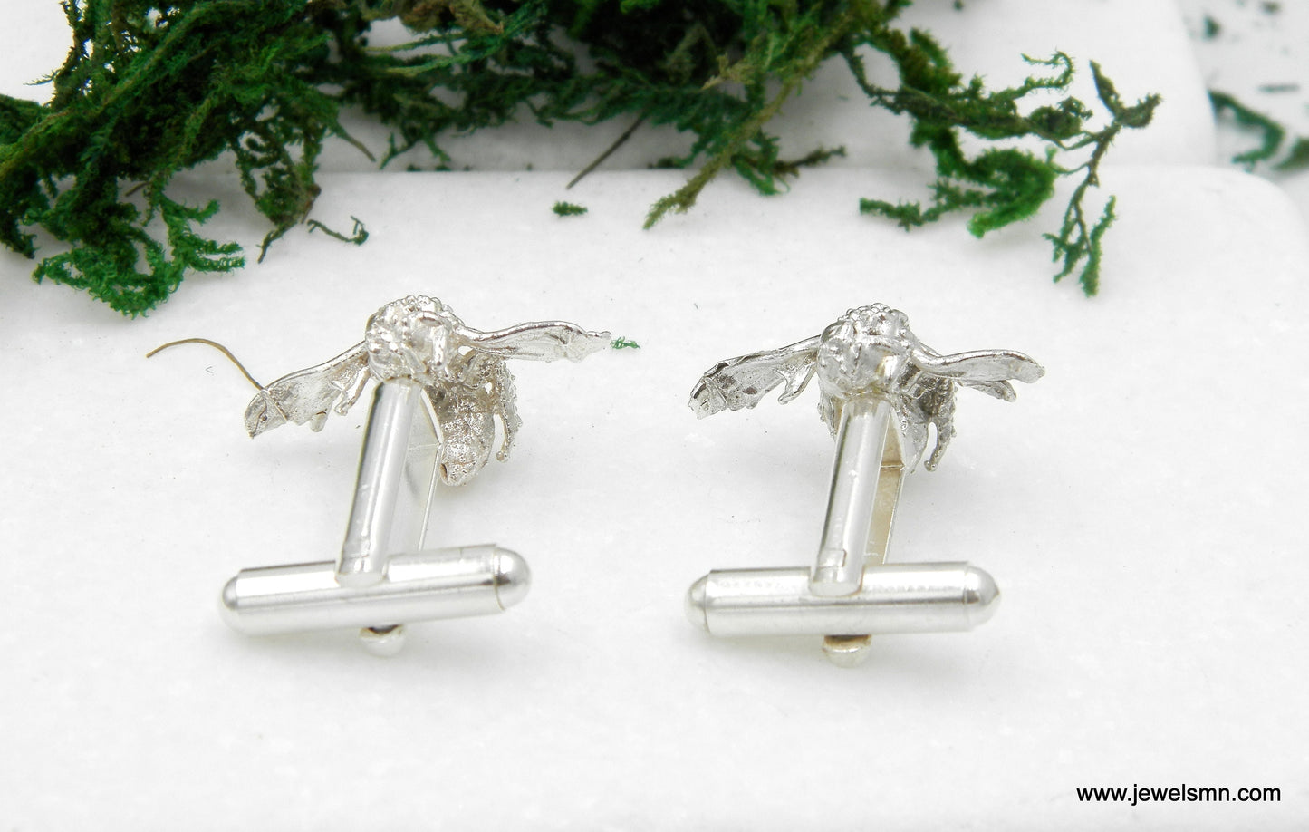 Bee cufflinks, Unusual Silver Cuff links, Suit Accessories gift for men and women.