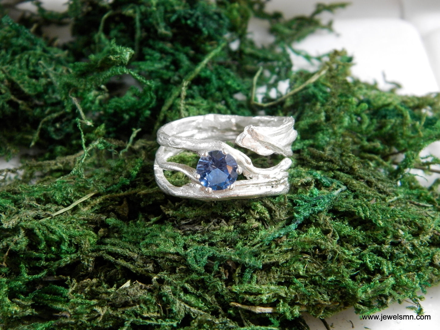 Nature inspired ring Sterling silver nature Branch ring with Lab creative diamond. Ethical ring for women by Mother Nature Jewelry