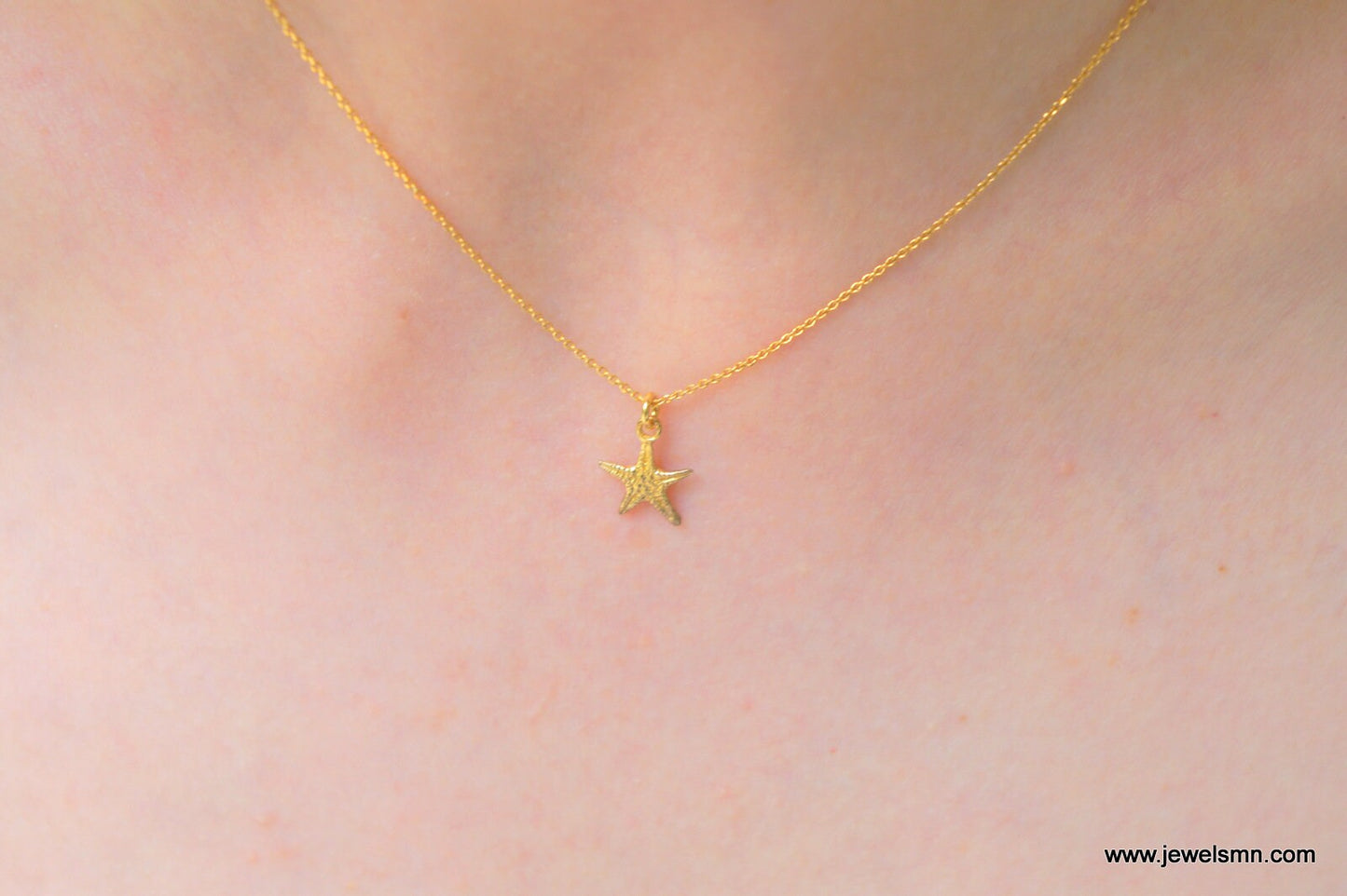 Real Tiny starfish necklace 18K Gold plated on sterling silver.