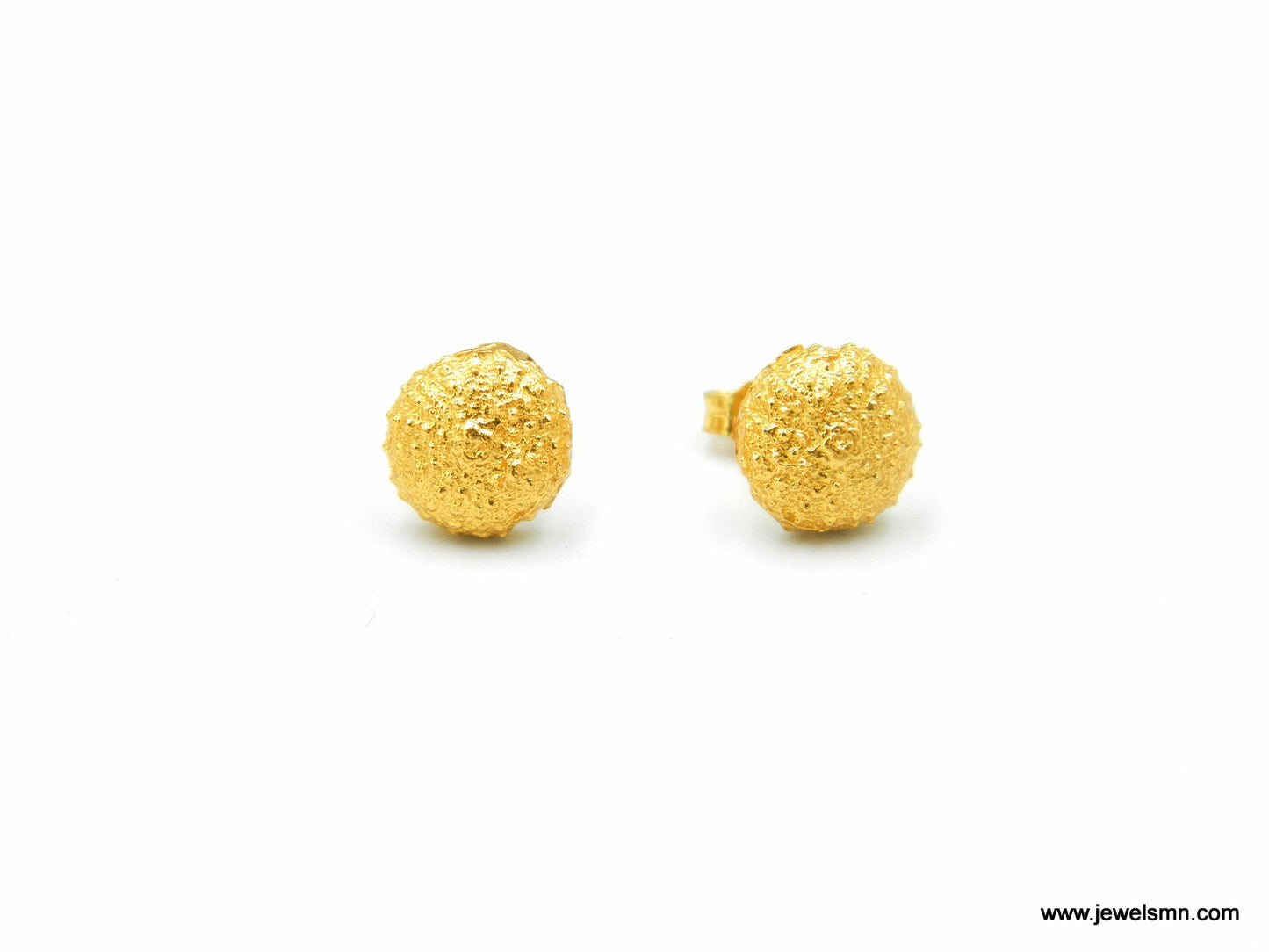 Unisex Tiny stud earrings Gold plated on sterling silver 925 from real Urchin, symbol tenacity,Patience and Life Force