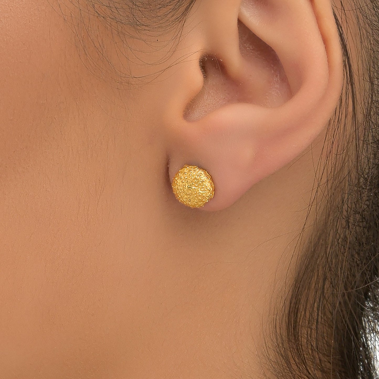 Unisex Tiny stud earrings Gold plated on sterling silver 925 from real Urchin, symbol tenacity,Patience and Life Force