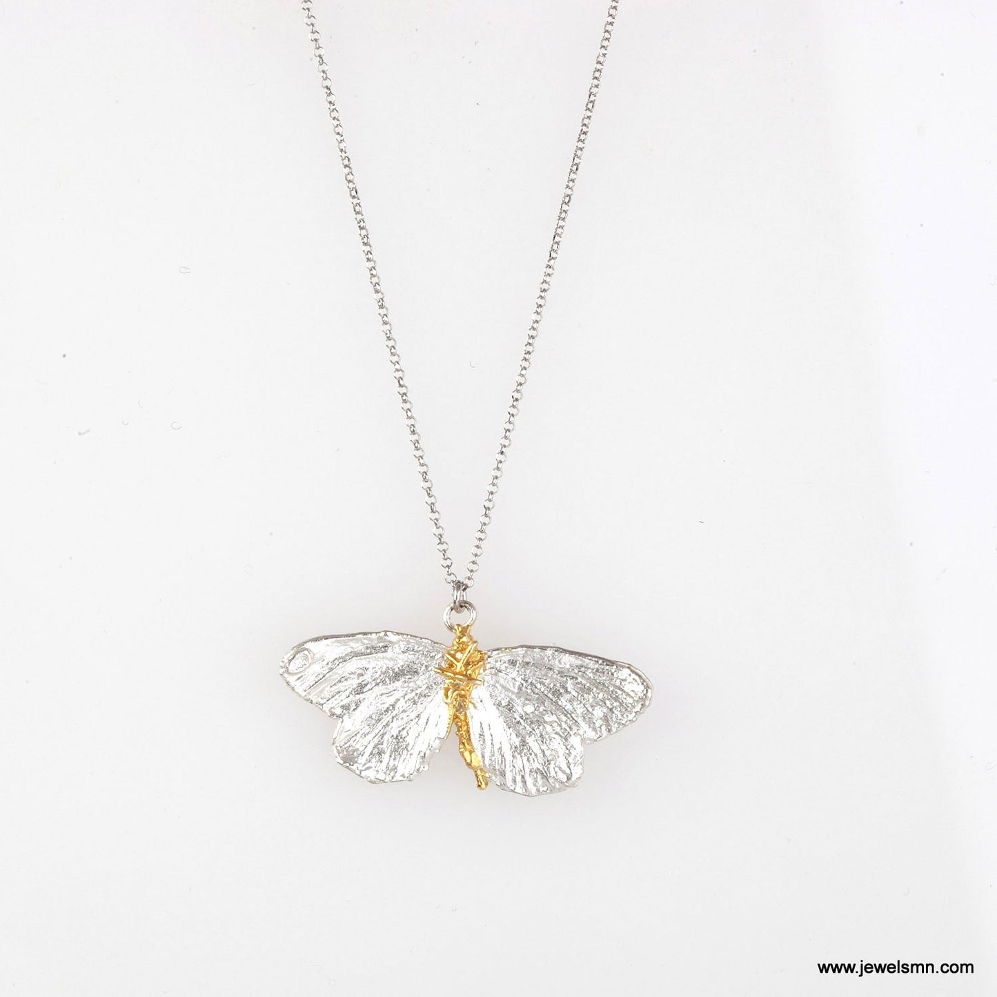 Real Butterfly necklace for women on sterling silver by Mother Nature Jewelry. Symbol of powerful transformation.