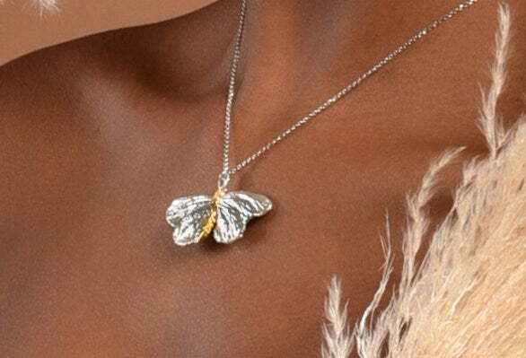 Real Butterfly necklace for women on sterling silver by Mother Nature Jewelry. Symbol of powerful transformation.