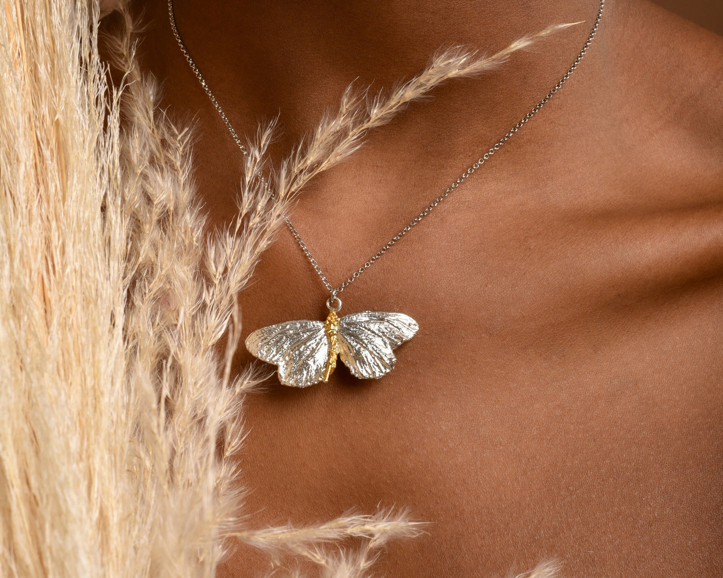 Real Butterfly necklace for women on sterling silver by Mother Nature Jewelry. Symbol of powerful transformation.