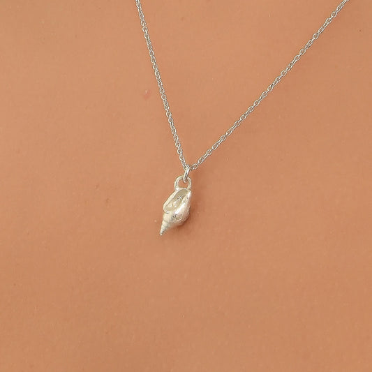 Yellow or White solid Gold Real Sea Shell Necklace, 9k 14K or 18k pendant with chain by Mother Nature Jewelry.