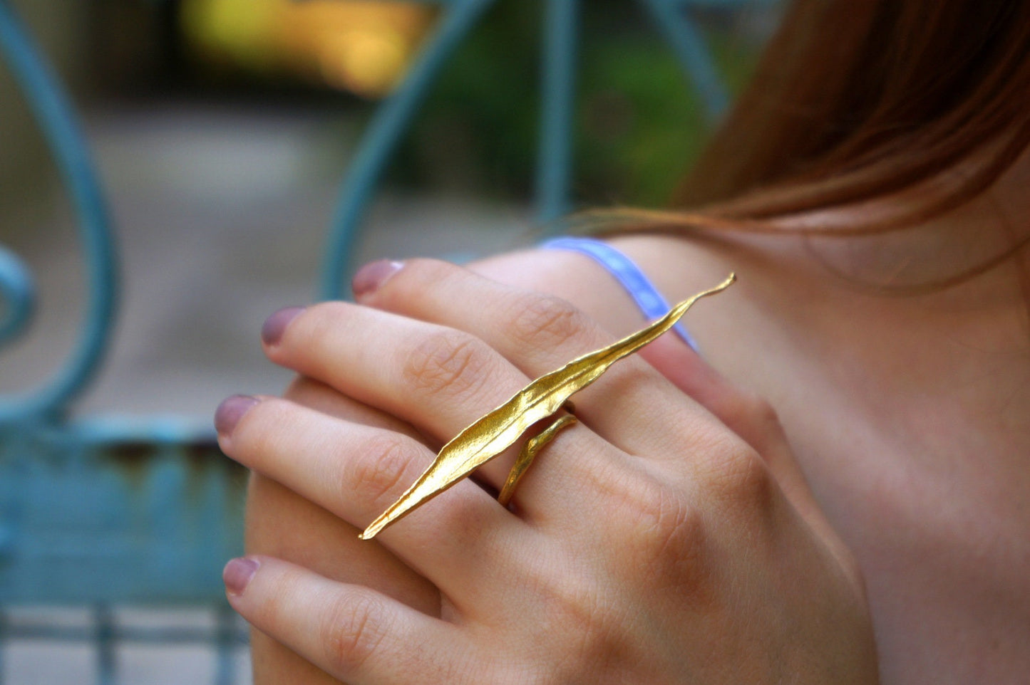 Minimalist Handmade Nature Jewelry. ring Huge Olive leaf Ring made of sterling recycled silver or 14k Gold plated by Mother Nature Jewelry