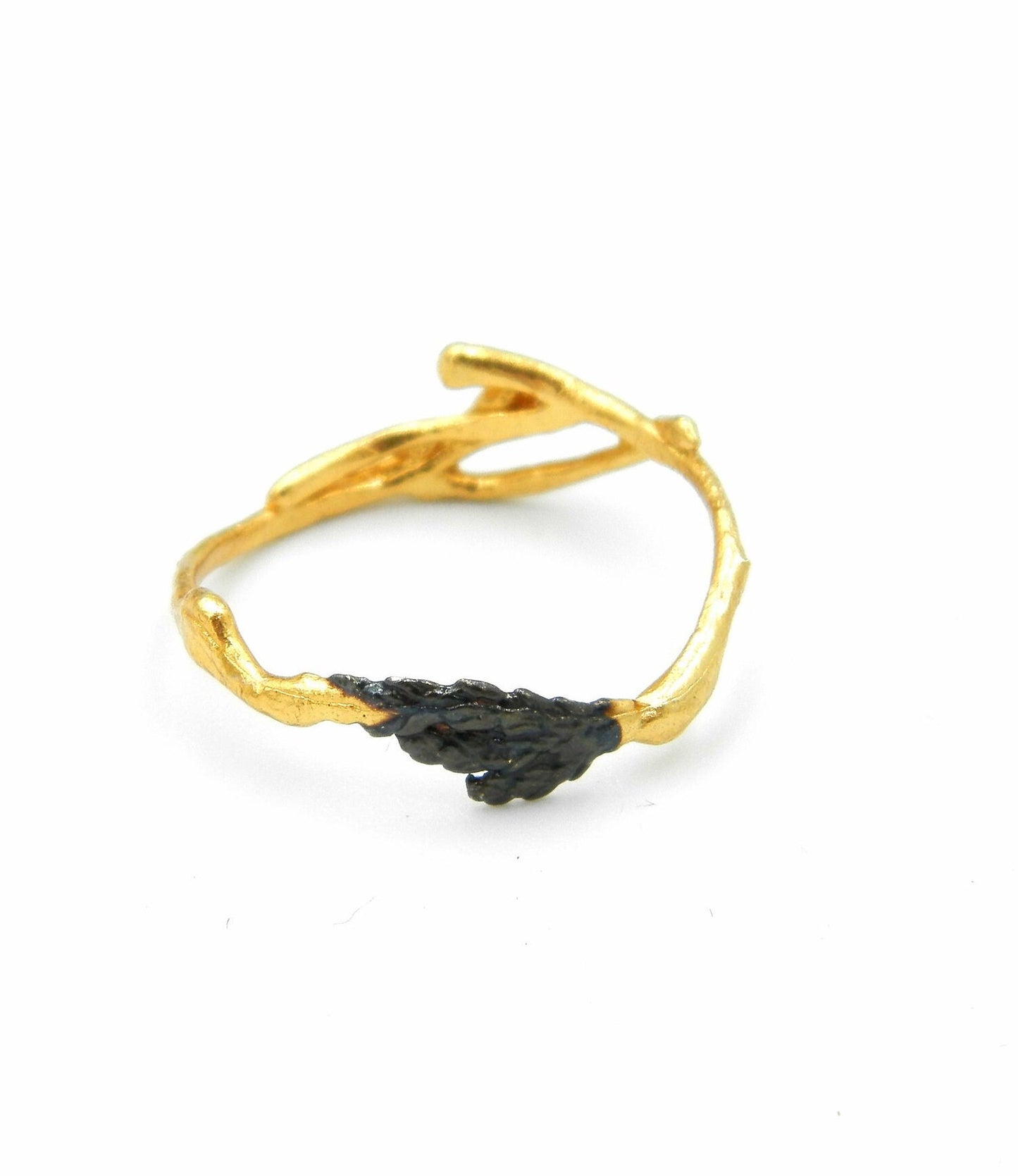 Minimalist Handmade Nature Jewelry. ring Nature ring Dainty gold - Black twig ring from jasmine and Juniper.